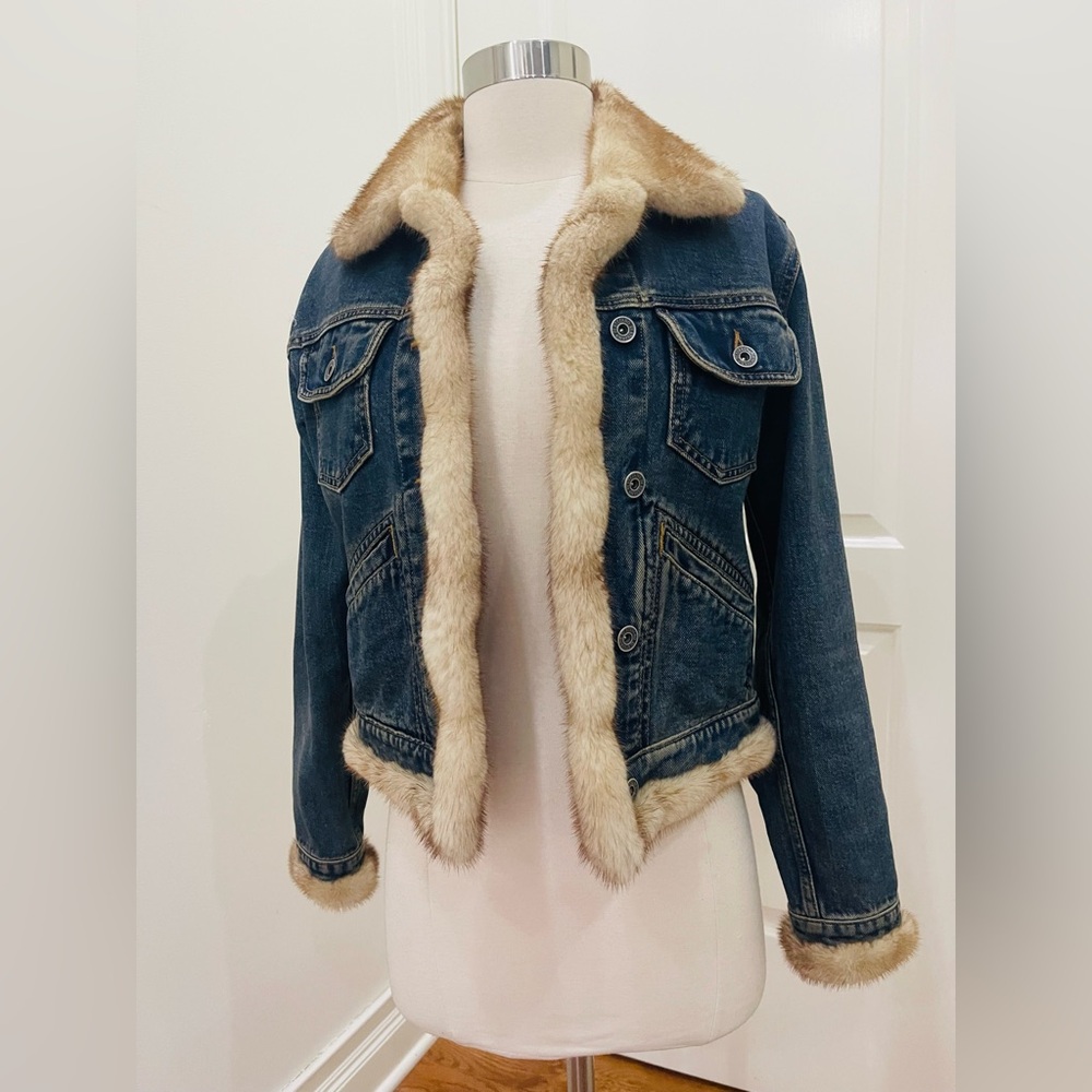 DI Stefano Denim Jacket with Faux Fur Trim Sz S